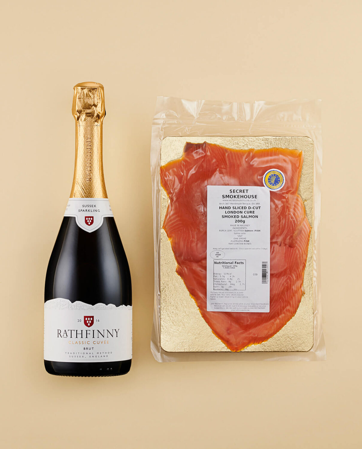 Sparkling wine and salmon